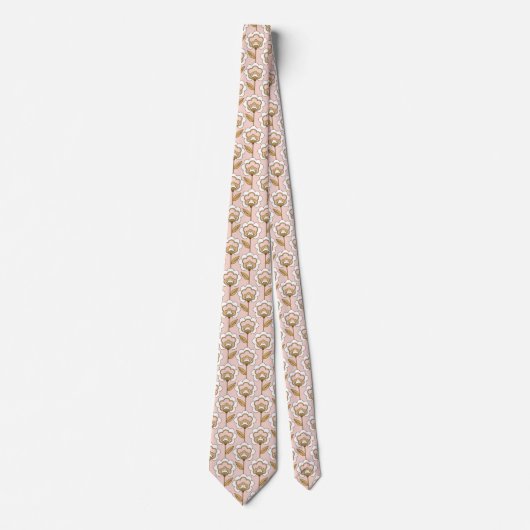 Mid-Century Modern Floral Pattern Stropdas (Voorkant)