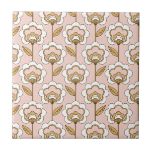 Mid-Century Modern Floral Pattern Tegeltje