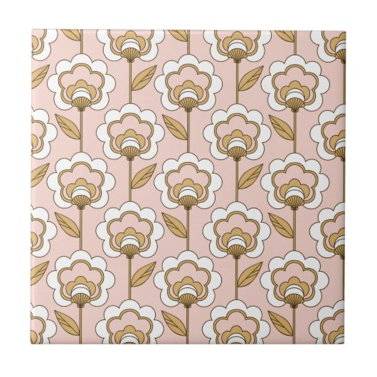 Mid-Century Modern Floral Pattern Tegeltje (Voorkant)