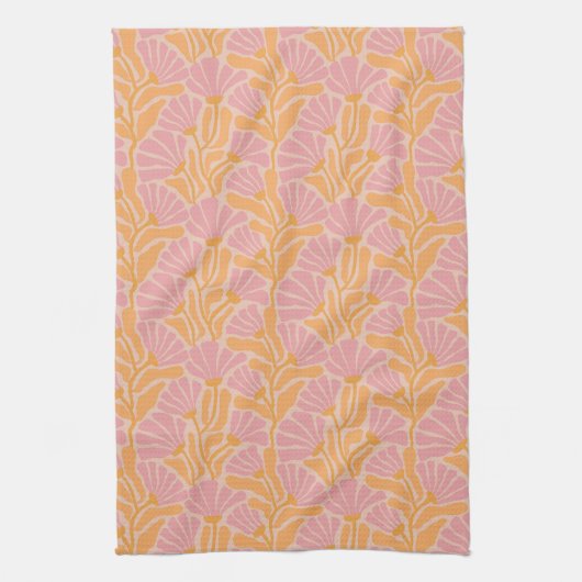 Mid Century Modern Floral Pattern Theedoek (Verticaal)