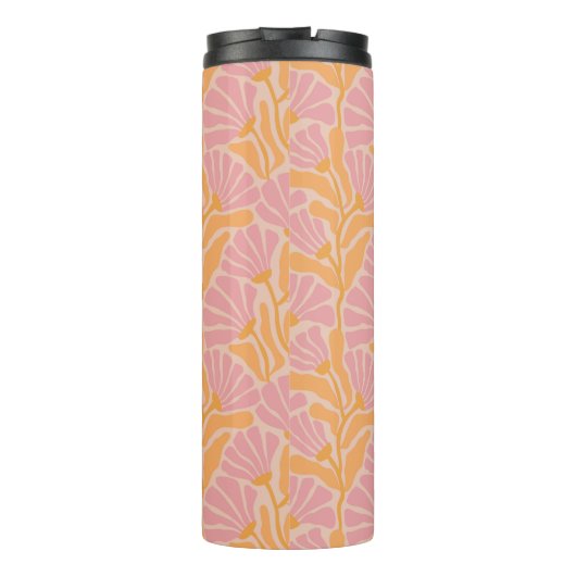 Mid Century Modern Floral Pattern Thermosbeker (Achterkant)