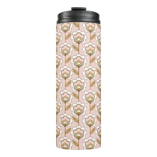 Mid-Century Modern Floral Pattern Thermosbeker (Voorkant)