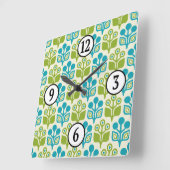 Mid Century Modern Floral Pattern Vierkante Klok (Hoek)