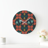 Mid Century Modern Flower Diamond Blue Grote Klok (Huis)