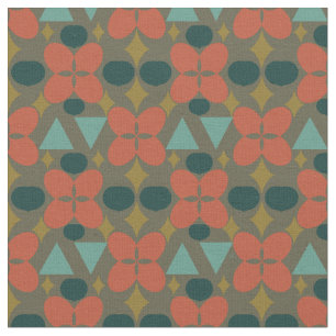 Mid Century Modern Flower Diamond Green Pattern Stof
