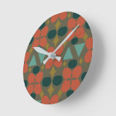 Mid Century Modern Flower Diamond Green Ronde Klok (Hoek)
