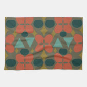 Mid Century Modern Flower Diamond Green Theedoek (Horizontaal)