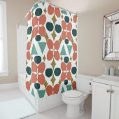 Mid Century Modern Flower Diamond Pattern Fabric Douchegordijn (In situ)