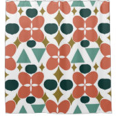 Mid Century Modern Flower Diamond Pattern Fabric Douchegordijn (Voorkant)