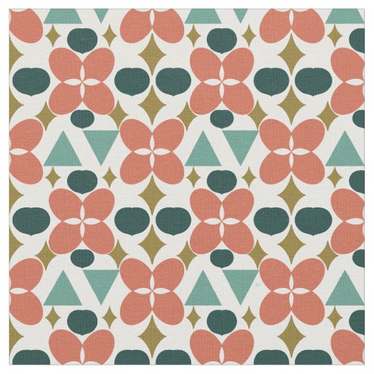 Mid Century Modern Flower Diamond Pattern Stof (Close Up)