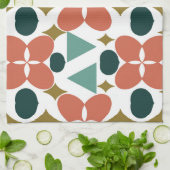 Mid Century Modern Flower Diamond Pattern Theedoek (Gevouwen)