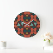 Mid Century Modern Flower Diamond Red Grote Klok (Huis)