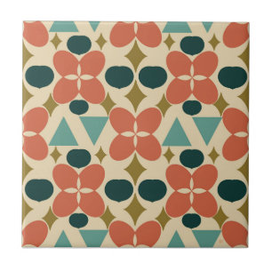 Mid Century Modern Flower Diamond Yellow Tegel Tegeltje