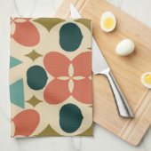 Mid Century Modern Flower Diamond Yellow Theedoek (Quarter Fold)