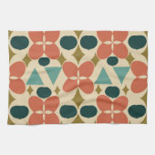 Mid Century Modern Flower Diamond Yellow Theedoek (Horizontaal)