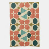 Mid Century Modern Flower Diamond Yellow Theedoek (Verticaal)