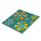 Mid Century Modern Flowers Blauwgroen Tegeltje (Zijkant)
