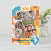 Mid Century Modern Fun Multi Photo Nieuwjaar Kaart (Staand voorkant)