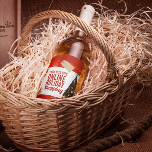 Mid-Century Modern Funny Christmas Holiday Wijn Etiket