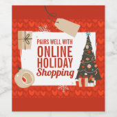 Mid-Century Modern Funny Christmas Holiday Wijn Etiket (Enkel label)