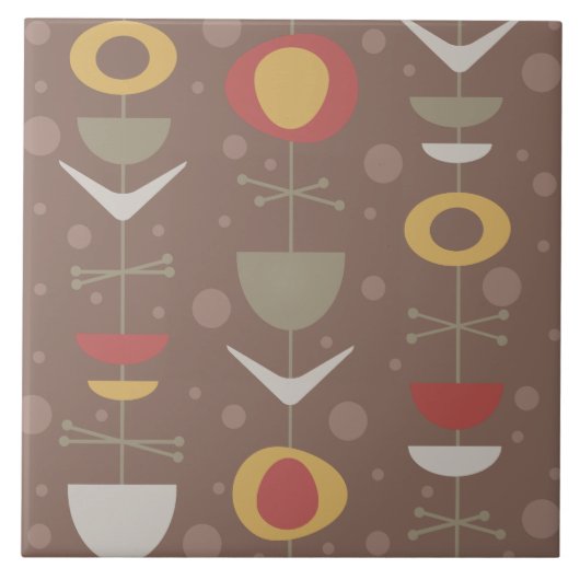 Mid Century Modern Garden Bruin Tegeltje (Voorkant)