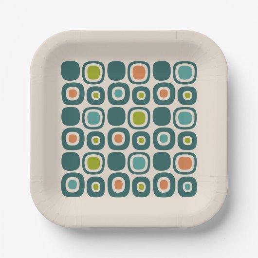 Mid Century Modern Garden Path Pattern Papieren Bordje (Voorkant)