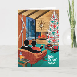 Mid-Century Modern Gay Paar - Mannen Vakantie Kaar Feestdagen Kaart