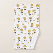 Mid Century Modern Geel Bloempatroon Bad Handdoek (Handdoek)
