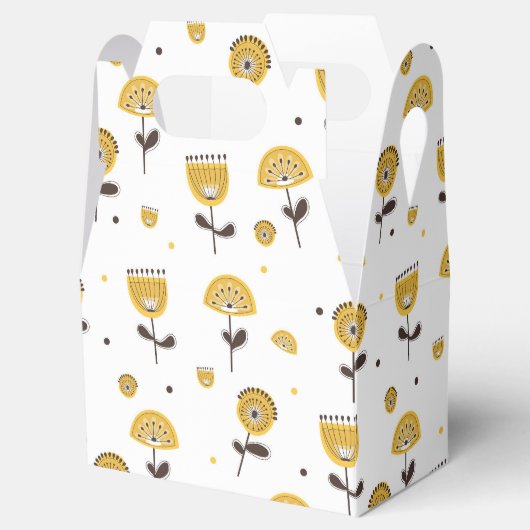 Mid Century Modern Geel Bloempatroon Bedankdoosjes (Geopend)