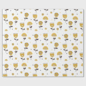 Mid Century Modern Geel Bloempatroon Cadeaupapier (Vlak)