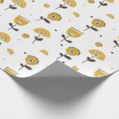 Mid Century Modern Geel Bloempatroon Cadeaupapier (Hoek)
