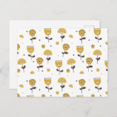 Mid Century Modern Geel Bloempatroon Feestdagenkaart (Voorkant / Achterkant)