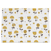 Mid Century Modern Geel Bloempatroon Groot Cadeauzakje (Voorkant)