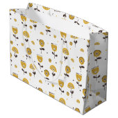 Mid Century Modern Geel Bloempatroon Groot Cadeauzakje (Achterkant Gekanteld)