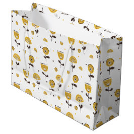 Mid Century Modern Geel Bloempatroon Groot Cadeauzakje