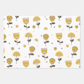 Mid Century Modern Geel Bloempatroon Inpakpapier Vel (Voorkant 3)