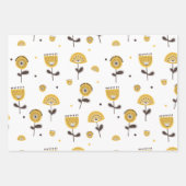 Mid Century Modern Geel Bloempatroon Inpakpapier Vel (Voorkant 2)