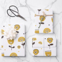 Mid Century Modern Geel Bloempatroon