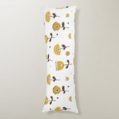 Mid Century Modern Geel Bloempatroon Lichaamskussen (Voorkant Verticaal)