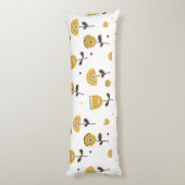 Mid Century Modern Geel Bloempatroon Lichaamskussen (Achterkant (Verticaal))