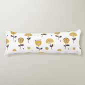 Mid Century Modern Geel Bloempatroon Lichaamskussen (Voorkant)