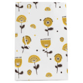 Mid Century Modern Geel Bloempatroon Medium Cadeauzakje (Voorkant)
