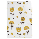 Mid Century Modern Geel Bloempatroon Medium Cadeauzakje (Achterkant)