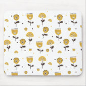 Mid Century Modern Geel Bloempatroon Muismat (Voorkant)