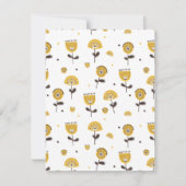 Mid Century Modern Geel Bloempatroon Notitiekaartje (Achterkant)