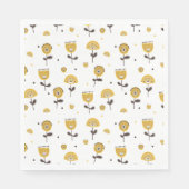 Mid Century Modern Geel Bloempatroon Servet (Voorkant)