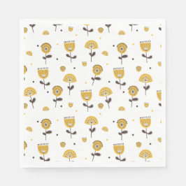 Mid Century Modern Geel Bloempatroon Servet