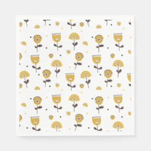 Mid Century Modern Geel Bloempatroon Servet