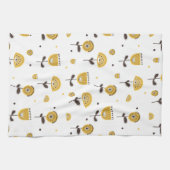 Mid Century Modern Geel Bloempatroon Theedoek (Horizontaal)