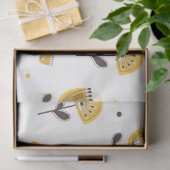 Mid Century Modern Geel Bloempatroon Tissuepapier (Geschenk)